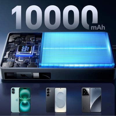 5. Powerbank Joyroom JR-PR1 10000mAh 22,5W z wbudowanym zwijanym kablem USB-C - czarny