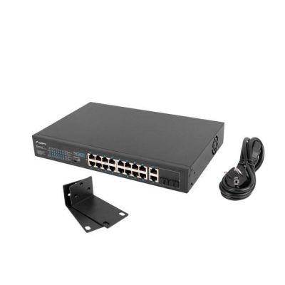 15. LANBERG SWITCH RACK 19" 16X 100MB POE+/2X COMBO GIGABIT 250W NIEZARZĄDZALNY RSFE-16P-2C-250