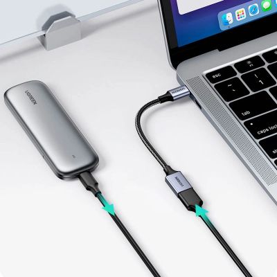 3. Ugreen kabel adapter przejściówka OTG USB-C (męski) - USB-A (żeński) 5Gb/s 0.15m czarny (US378)