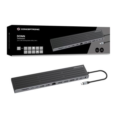 6. Stacja dokująca CONCEPTRONIC 14-1 USB-C->2xHDMI/DP/2xUSB-C/+ 18cm bk