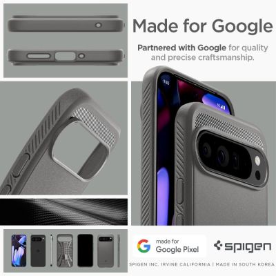 16. Etui Spigen Rugged Armor na Google Pixel 9 Pro XL - szare