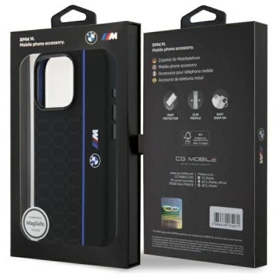 8. Etui BMW Silicone Hexagon Blue Line MagSafe na iPhone 16 Pro Max - czarne