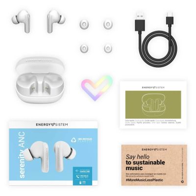 8. Słuchawki bezprzewodowe Energy Sistem True Wireless Earphones Serenity ANC z mikrofonem Bluetooth białe