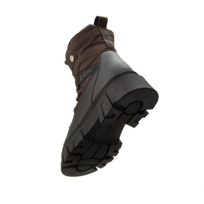 6. Lee Cooper buty zimowe damskie brązowe ocieplane botki na zamek