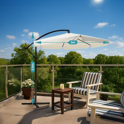 7. Extralink Black Forest Garden Umbrella with Side Panels, Large 3m Beige Cantilever Parasolowy do patio ze wspornikiem Sześciokąt Beżowy, Czarny