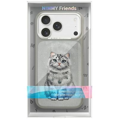 8. Etui Nimmy Lucky Fashion Cat MagSafe na iPhone 17 Pro Max - szare