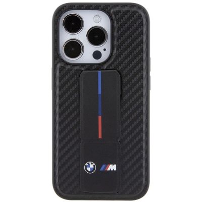 4. Etui BMW Grip Stand Smooth & Carbon na iPhone 15 Pro - czarne