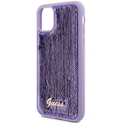 6. Etui Guess Sequin Script Metal na iPhone 11 / Xr - fioletowe