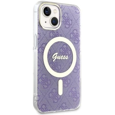 4. Etui Guess 4G MagSafe na iPhone 14 - purpurowe