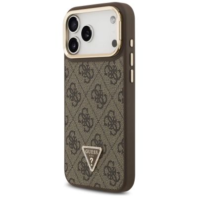 2. Etui Guess 4G PU Triangle Logo & Stand Camera Magsafe na iPhone 17 Pro Max - brązowe