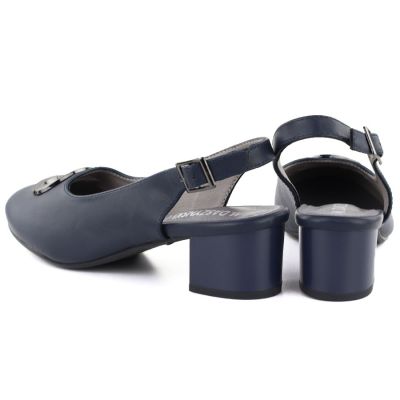 4. Czółenka damskie z odkrytą piętą granatowe M.Daszyński  SA233-4