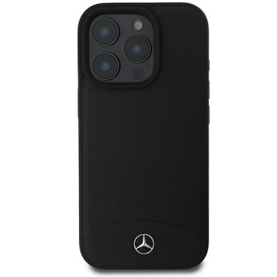 3. Etui Mercedes Textured And Plain Leather MagSafe na iPhone 16 Pro - czarne