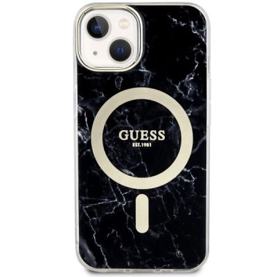 3. Etui Guess Marble MagSafe na iPhone 14 - czarne