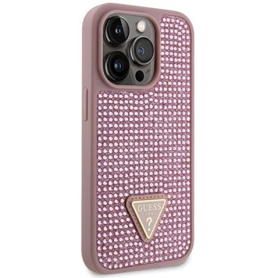 4. Etui Guess Rhinestone Triangle na iPhone 14 Pro - różowe