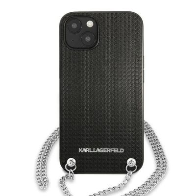 3. Etui Karl Lagerfeld Leather Textured and Chain na iPhone 13 mini - czarne
