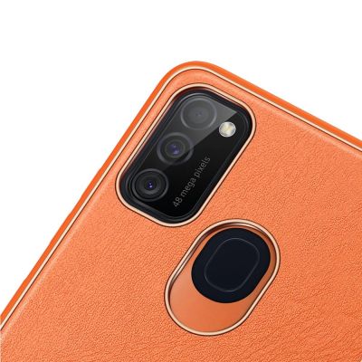 6. Dux Ducis Yolo eleganckie etui pokrowiec ze skóry ekologicznej Samsung Galaxy M30s pomarańczowy