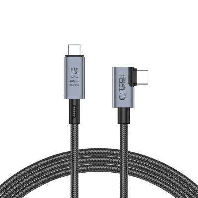 Kabel Tech-Protect UltraBoost Max L USB-C 4.0 (prosty) / USB-C 4.0 (kątowy) PD 240W 8K 40Gbps 1.5m - szary
