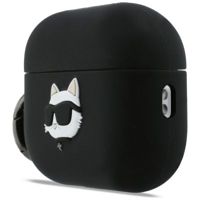 2. Etui Karl Lagerfeld Silicone Choupette Head 3D na AirPods Pro 3 - czarne