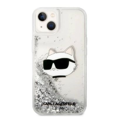 3. Etui Karl Lagerfeld Glitter Choupette Head na iPhone 14 Plus - srebrne