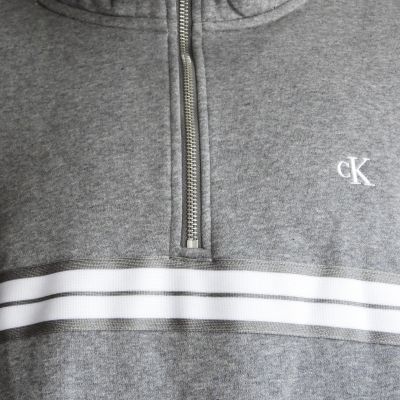 3. Bluza dresowa Calvin Klein Zip Fleece Hoodie Logo Tape Grey Heather - LZ04RE285G-P7E