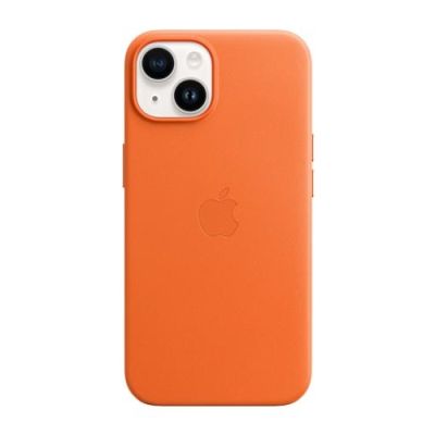 6. Etui skórzane Apple z MagSafe Orange, do iPhone 14 Plus