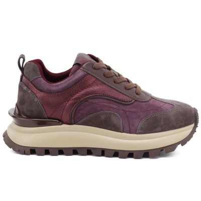 6. Skórzane półbuty sneakersy na platformie burgundowe Artiker 59C0009