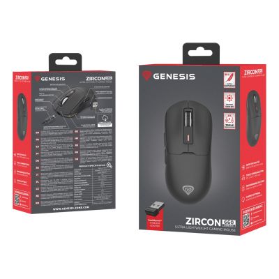 10. GENESIS Zircon 660 myszka Gaming Po prawej stronie RF Wireless + Bluetooth + USB Type-A Optyczny 12000 DPI