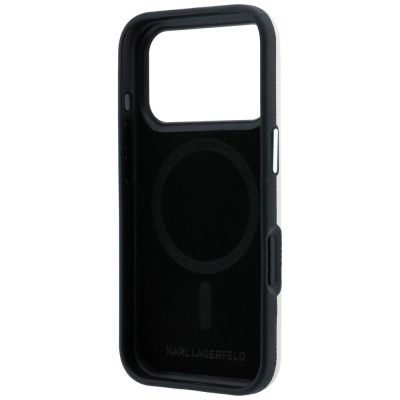 7. Etui Karl Lagerfeld Grained Elongated Logo MagSafe na iPhone 17 Pro Max / 18 Pro Max  - beżowe