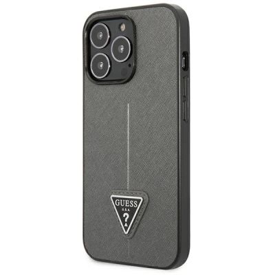 2. Etui Guess Saffiano Triangle Logo na iPhone 13 Pro / 13  6,1" - srebrne