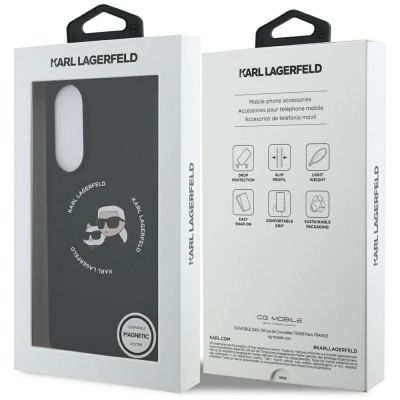 8. Etui Karl Lagerfeld Silicone nauble Heads And Circle MagSafe na Samsung Galaxy S25 Edge - czarne