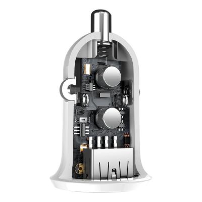 8. Baseus Grain Pro ładowarka samochodowa 2x USB 4,8 A biały (CCALLP-02)