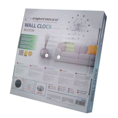 4. Zegar ścienny Esperanza Boston EHC002 (kolor srebrny)
