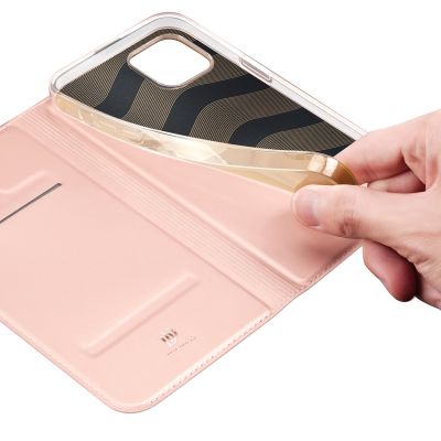 7. Etui do iPhone 15 Plus pokrowiec z klapką i portfelem Dux Ducis Skin Pro - różowe