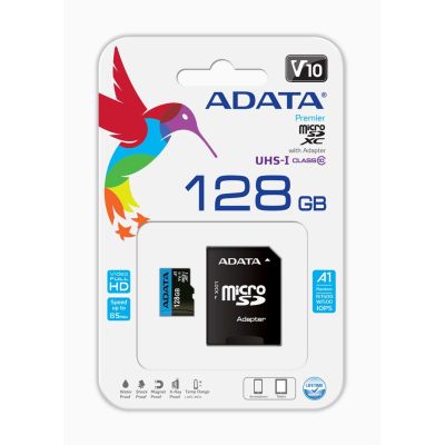 7. Karta pamięci z adapterem ADATA Premier AUSDX128GUICL10A1-RA1 (128GB; Class 10; + adapter)