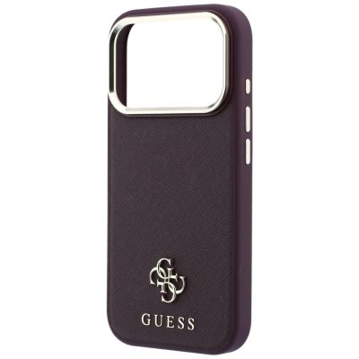 6. Etui Guess Saffiano Small 4G & Classic Logo MagSafe na iPhone 18 Pro / 17 Pro - burgundowe