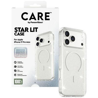 4. Etui CARE by PanzerGlass Flagship Urban Explorer w. White MagSafe na iPhone 17 Pro Max - przezroczysto-brokatowe