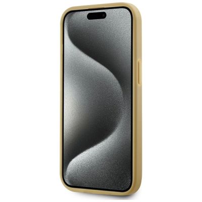5. Etui Karl Lagerfeld Wrinkled Metal Signature na iPhone 15 - złote