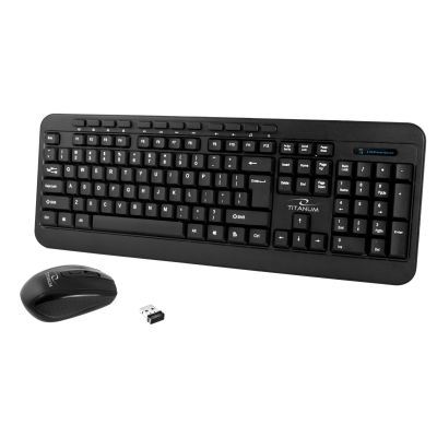 6. Zestaw klawiatura + mysz TITANUM MEMPHIS TK108 (USB; (US); kolor czarny; optyczna; 1000 DPI)