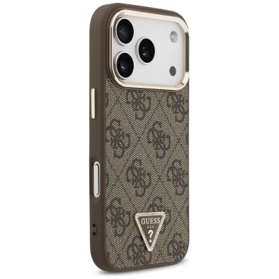 4. Etui Guess 4G Triangle Logo MagSafe na iPhone 17 Pro / 18 Pro - brązowe