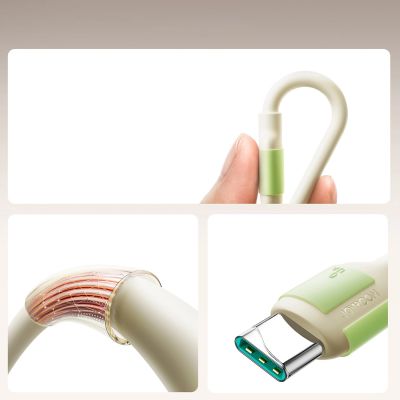 2. Kabel Joyroom S-A53 3A USB-A - USB-C z fluorescencyjną końcówką 1,2 m - beżowy