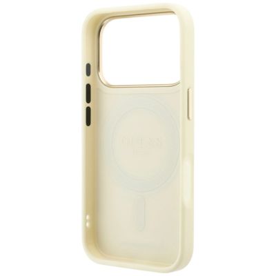 7. Etui Guess Ring Stand 360 Grained Classic Logo MagSafe na iPhone 18 Pro Max / 17 Pro Max - beżowe