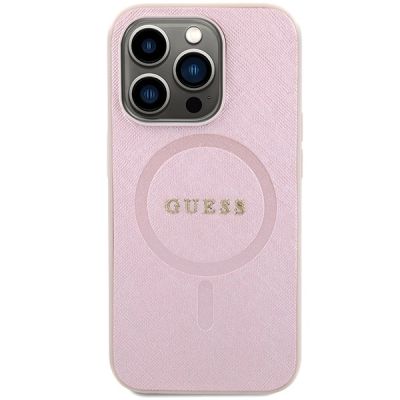 3. Etui Guess Saffiano MagSafe na iPhone 15 Pro - różowe