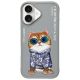 Etui Nimmy Glasses Cool Cat na iPhone 16 - szare