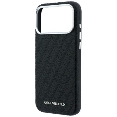 6. Etui Karl Lagerfeld Grained Allover Logo Metal Elongated MagSafe na iPhone 17 Pro / 18 Pro - czarne
