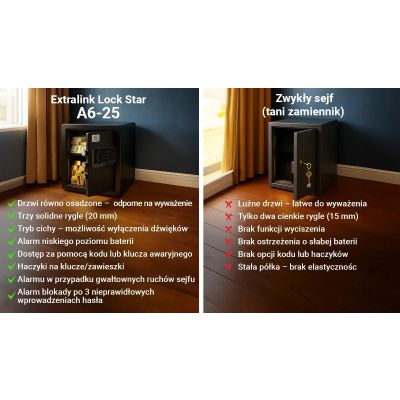 5. Extralink Lock Star A6-25 | Sejf elektroniczny | na kod