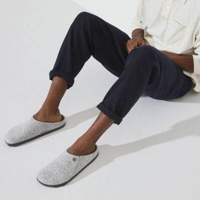 5. Kapcie męskie/damskie Birkenstock Zermatt Cozy Home Light Gray z wełnianego filcu regular szerokie (1015080)