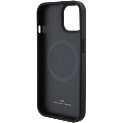 7. Etui BMW MagSafe Leather Hot Stamp na iPhone 15 Plus - czarne