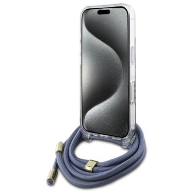 4. Etui Guess Crossbody Cord 4G Print na iPhone 16 Pro Max - niebieskie