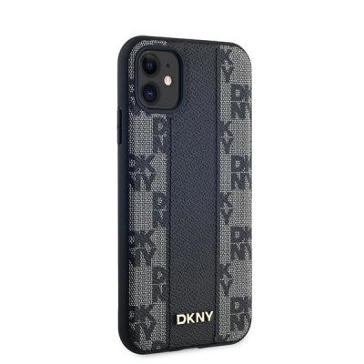 4. Etui DKNY Leather Checkered Mono Pattern MagSafe na iPhone 11 / Xr - czarne