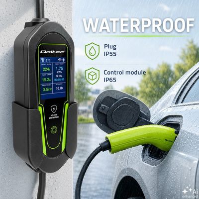 4. Qoltec Ładowarka do samochodu elektrycznego EV i hybryd z regulacją 2w1 Typ2 | 3.5kW | 230V | SCHUKO 16A | Wi-Fi | Tuya | Smart life | LCD |  5m
